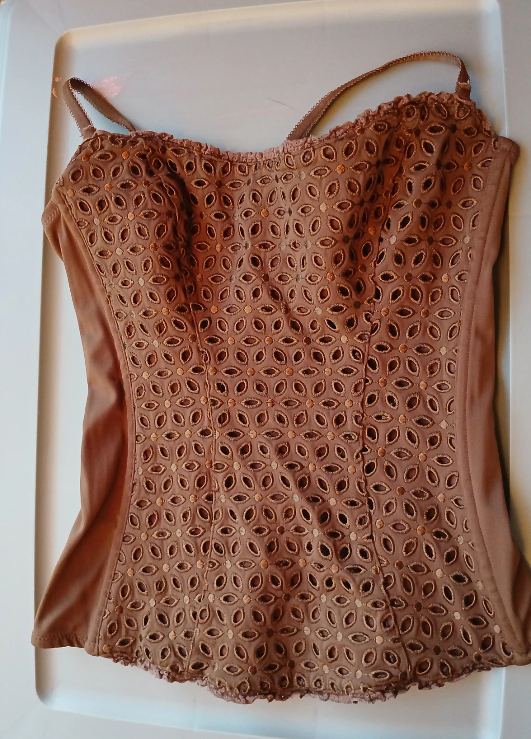 Brown Eyelet Corset Top Size S
