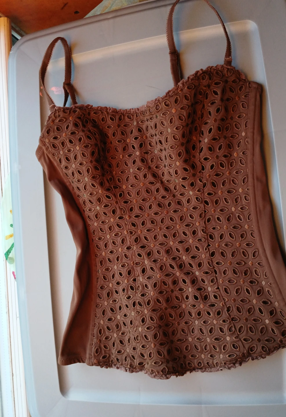 Brown Eyelet Corset Top Size S - photo 2