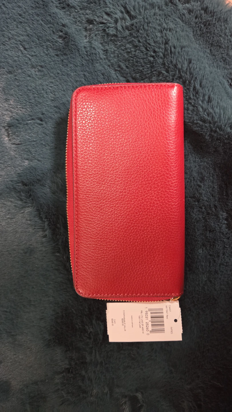 Coach Double Zip Wallet - Red Pebble Leather - photo 2