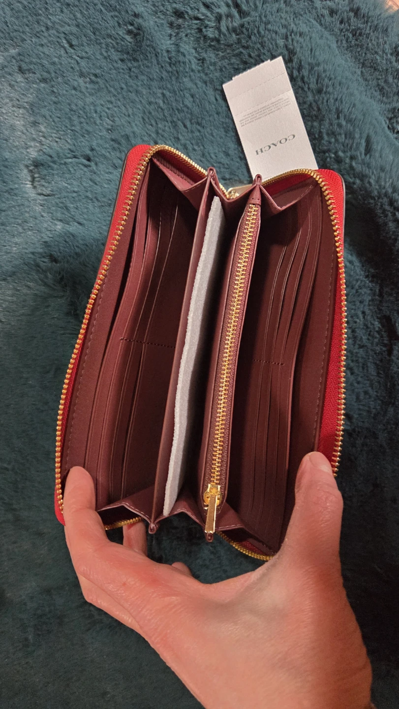 Coach Double Zip Wallet - Red Pebble Leather - photo 3