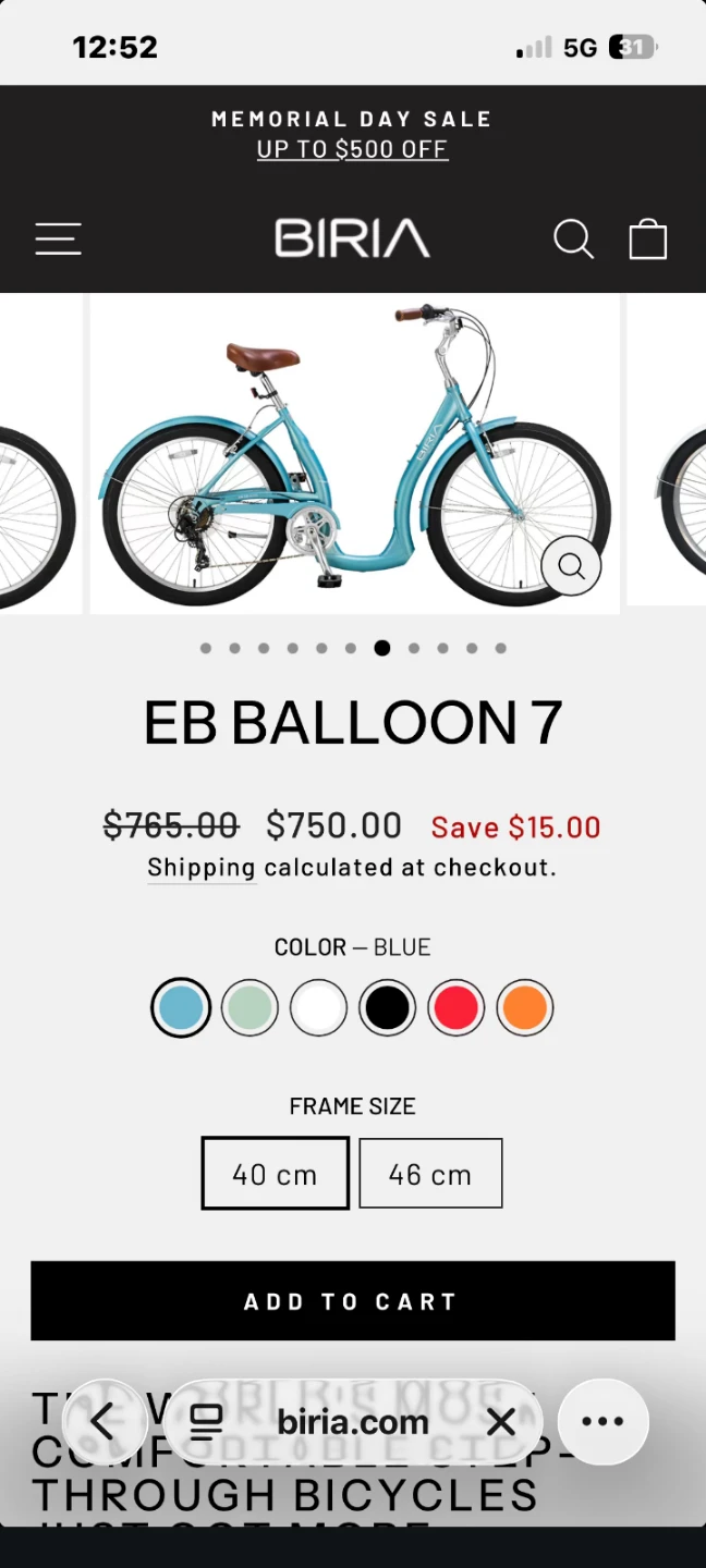 BIRIA EB Balloon 7 Electric Bike - Blue