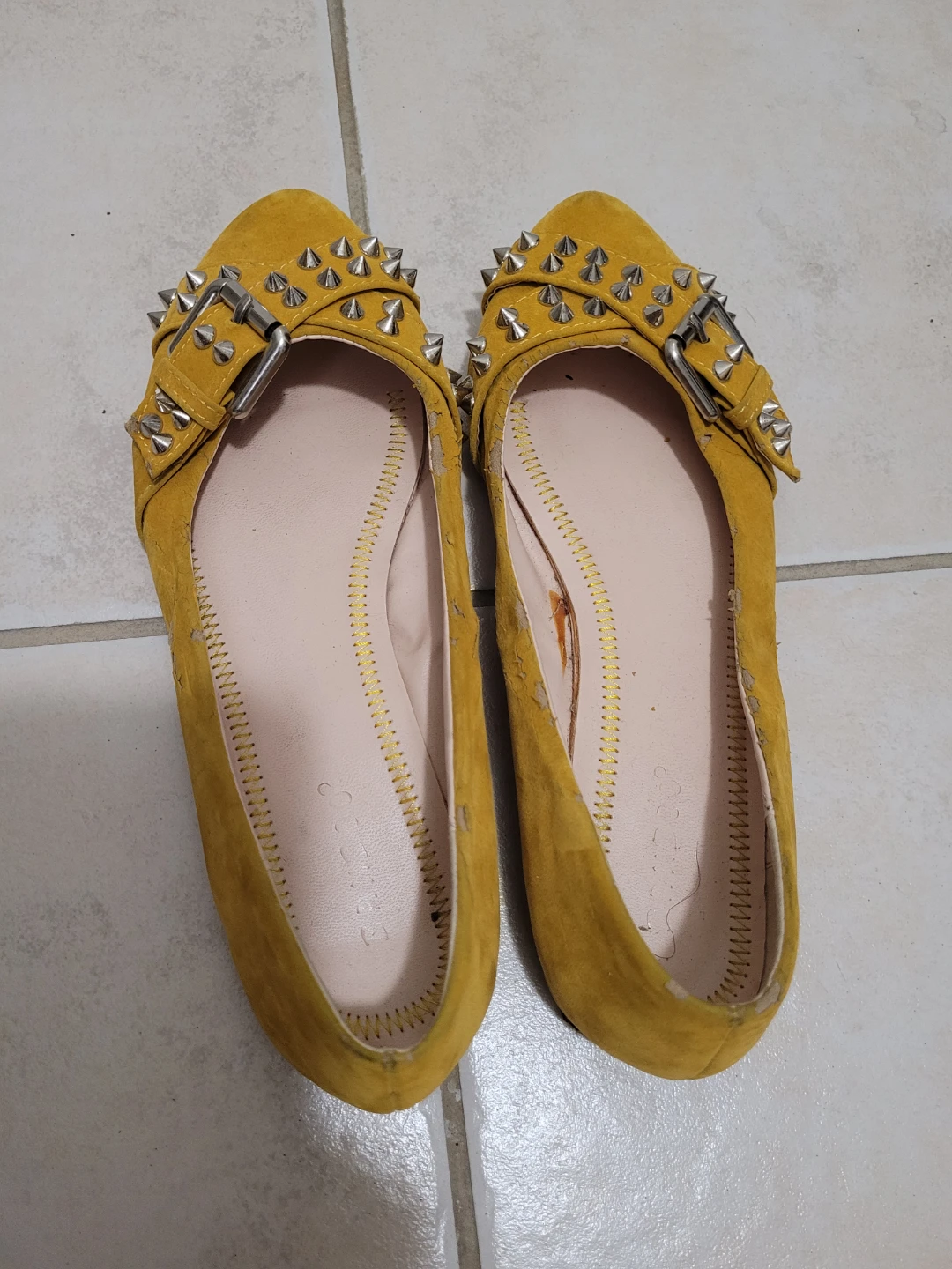 Free 🎁  Yellow Studded Ballet Flats
