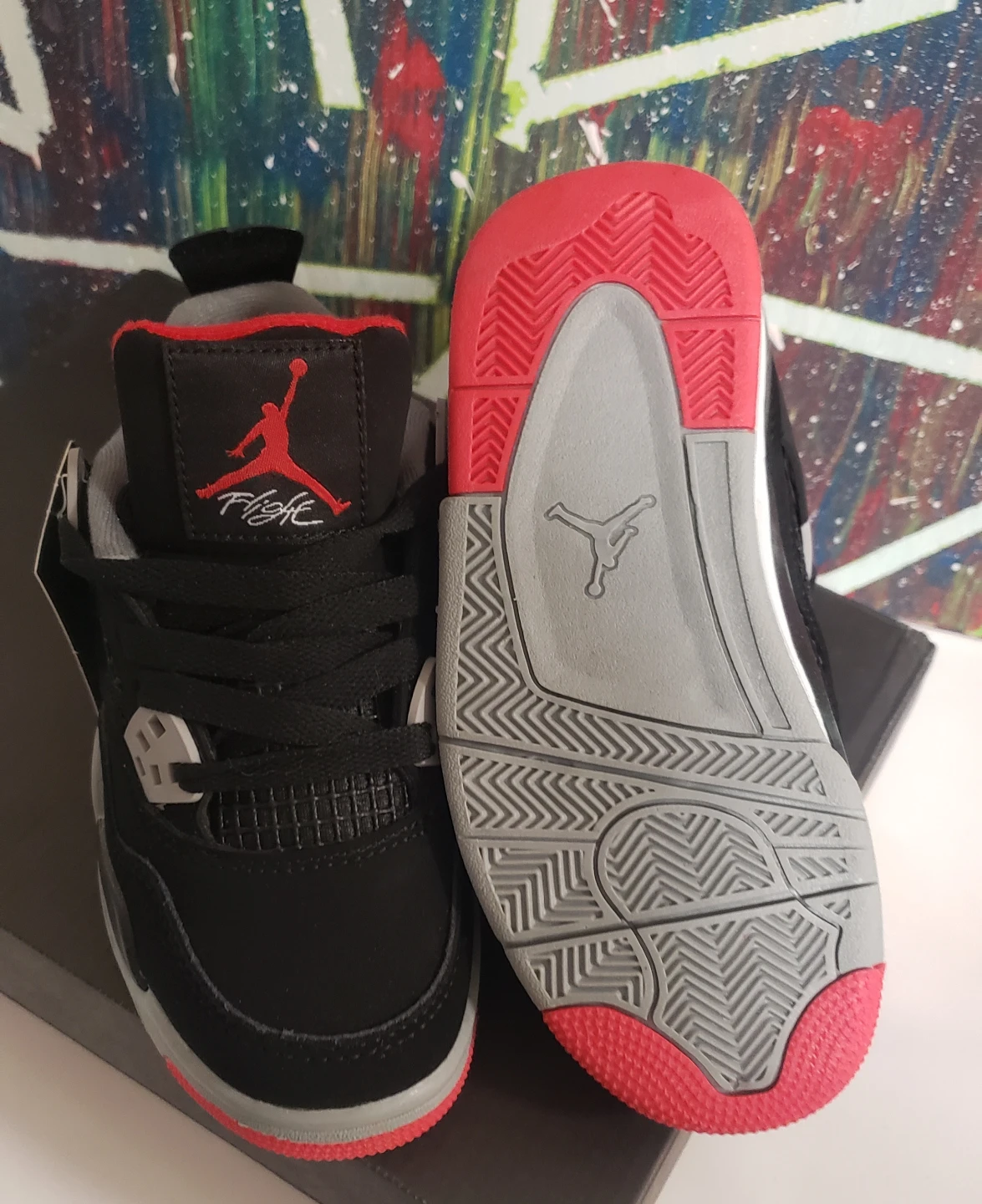 Brand new Jordan 4 Kids Black Red S 11c 2Y - photo 2