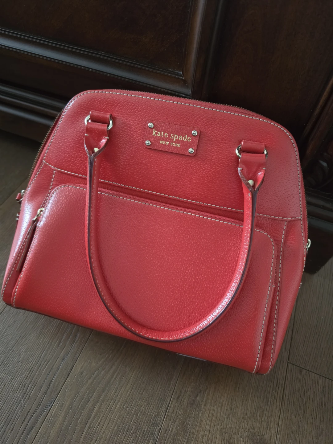 Kate Spade Red Leather Satchel Handbag