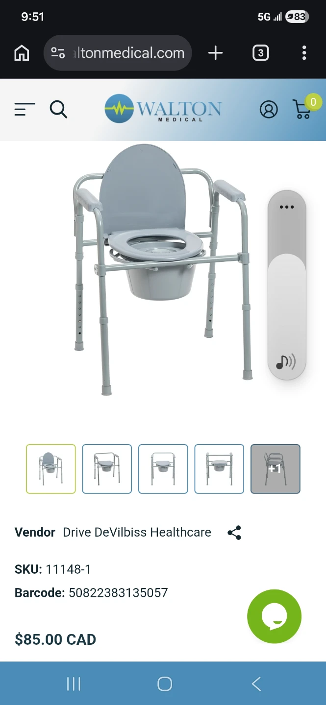 Drive Medical 11148-1 Folding Steel Bedside Commode Chair New