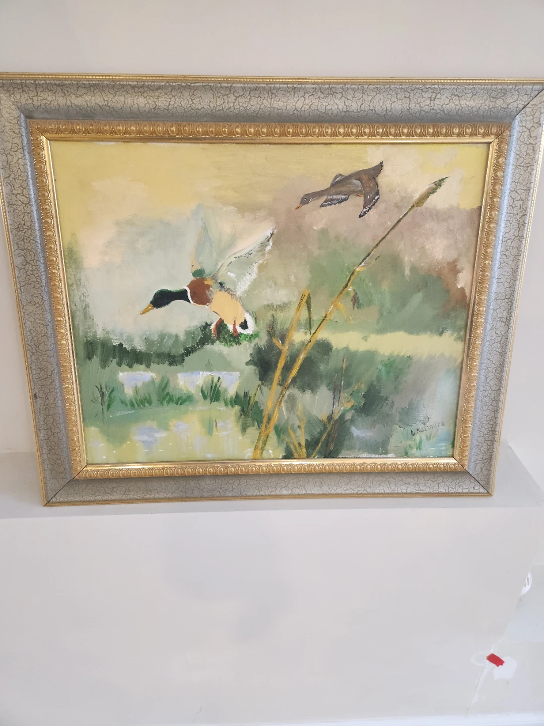Framed Painting of Ducks 25x21 inches