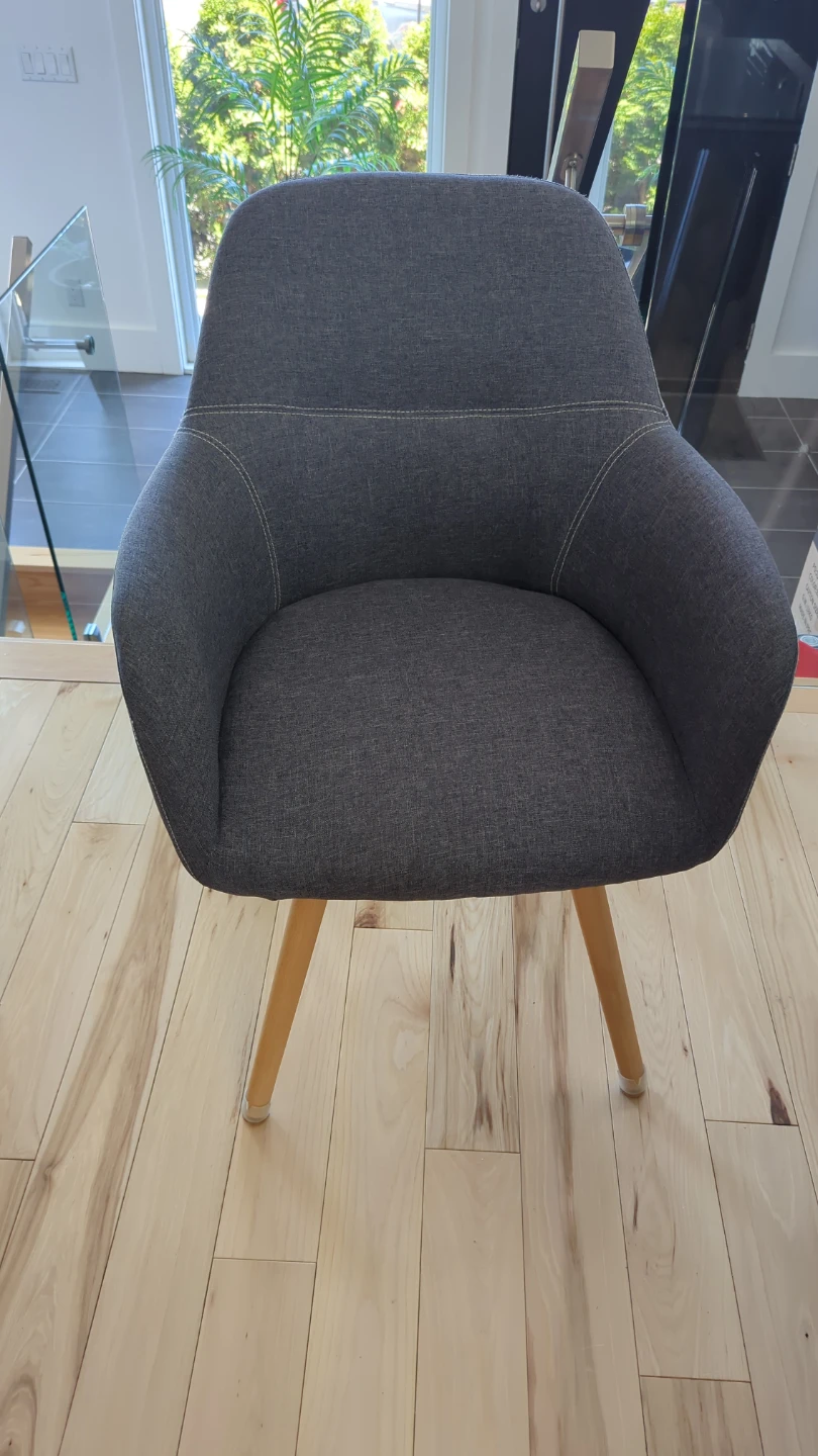 Six slate blue dining chairs with Wooden Legs