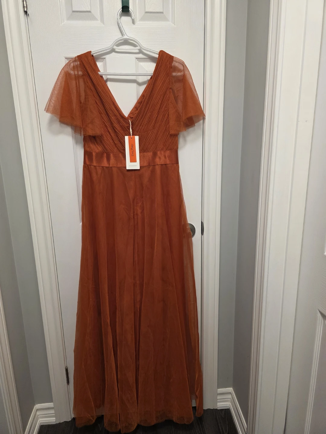 Women's Orange Tulle Maxi Dress