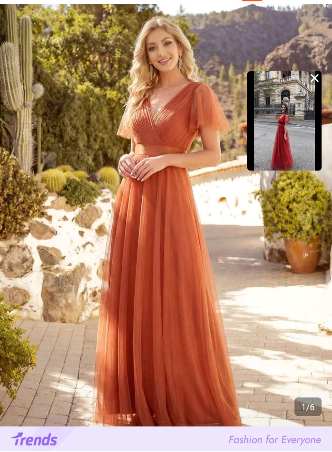 Women's Orange Tulle Maxi Dress - photo 3