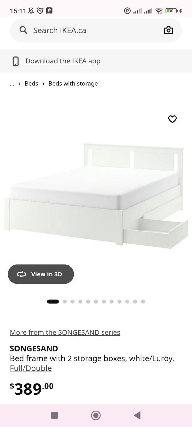 IKEA Bed Frame white Queen + matress - photo 2