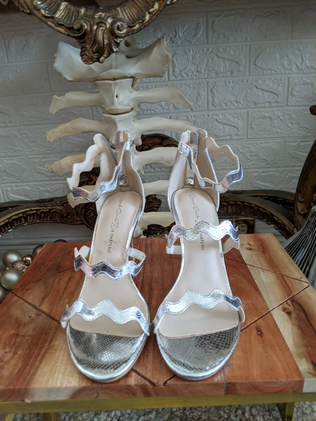 Le Chateau Silver Strappy Heels Size 38