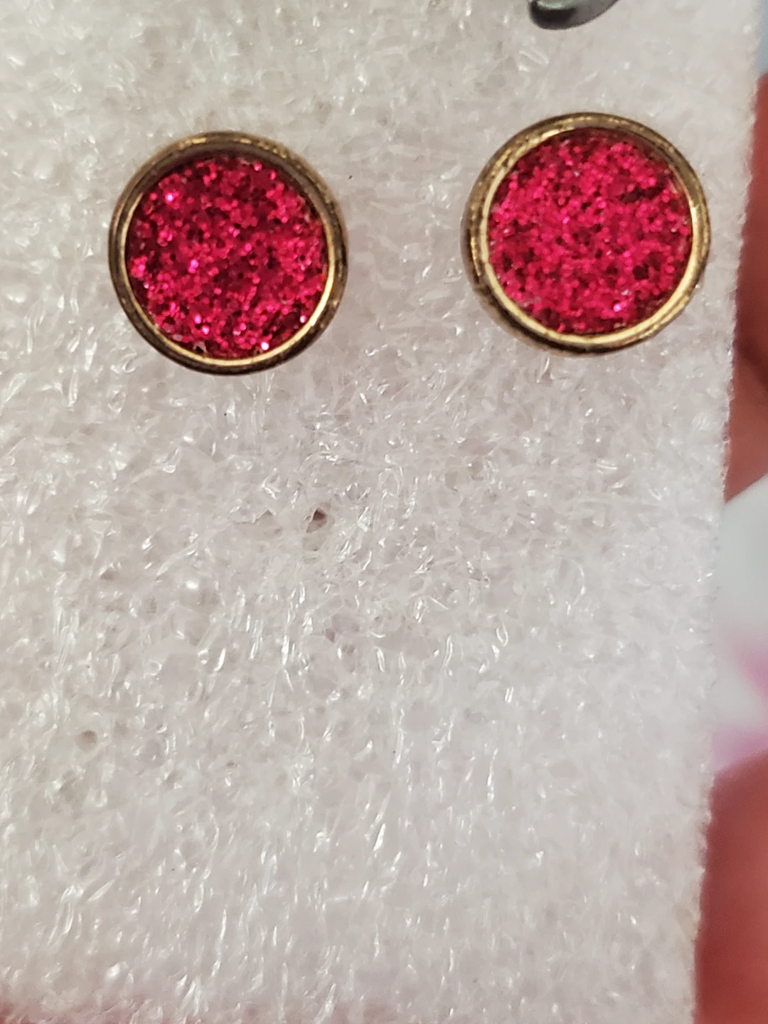 Sparkly Pink Glitter Stud Earrings