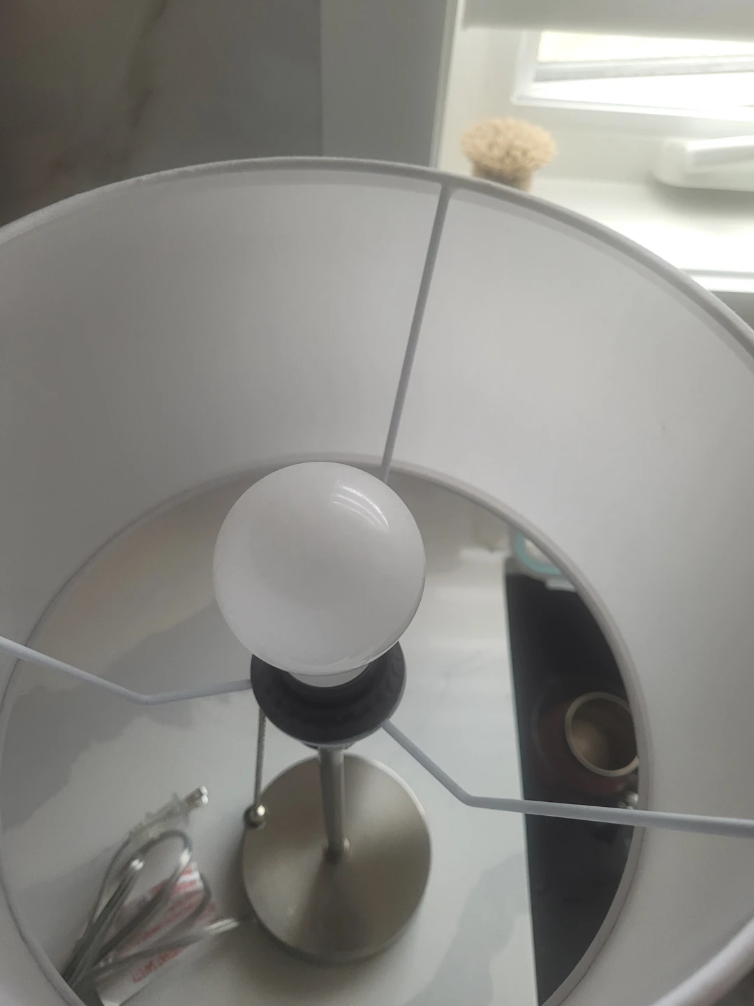 Silver Table Lamp with White Drum Shade - photo 2