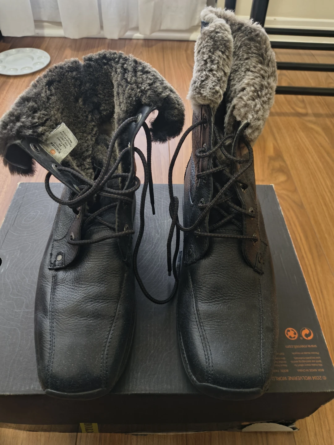 Fur Lined Black Leather Winter Boots