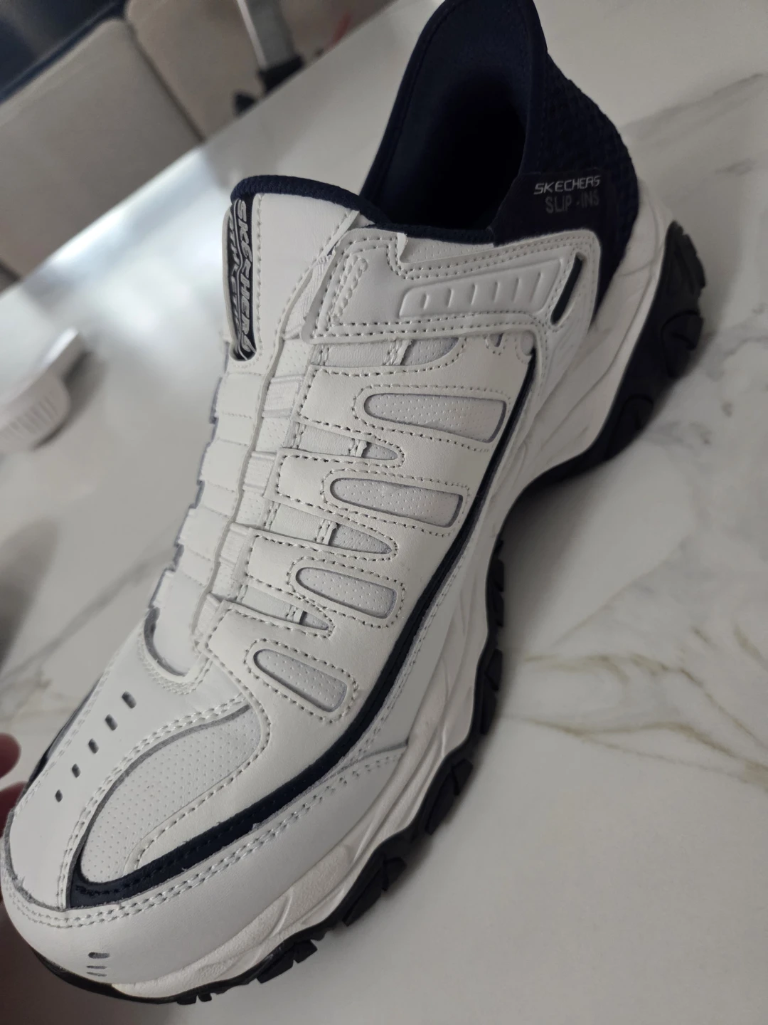 Skechers Slip-Ins Athletic Shoes - White/Navy - photo 2