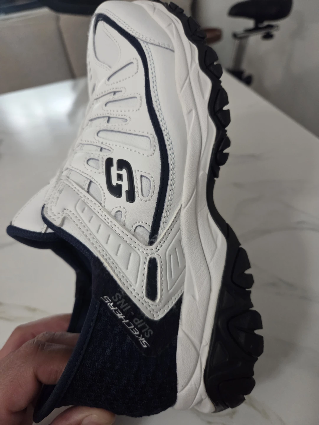 Skechers Slip-Ins Athletic Shoes - White/Navy - photo 4