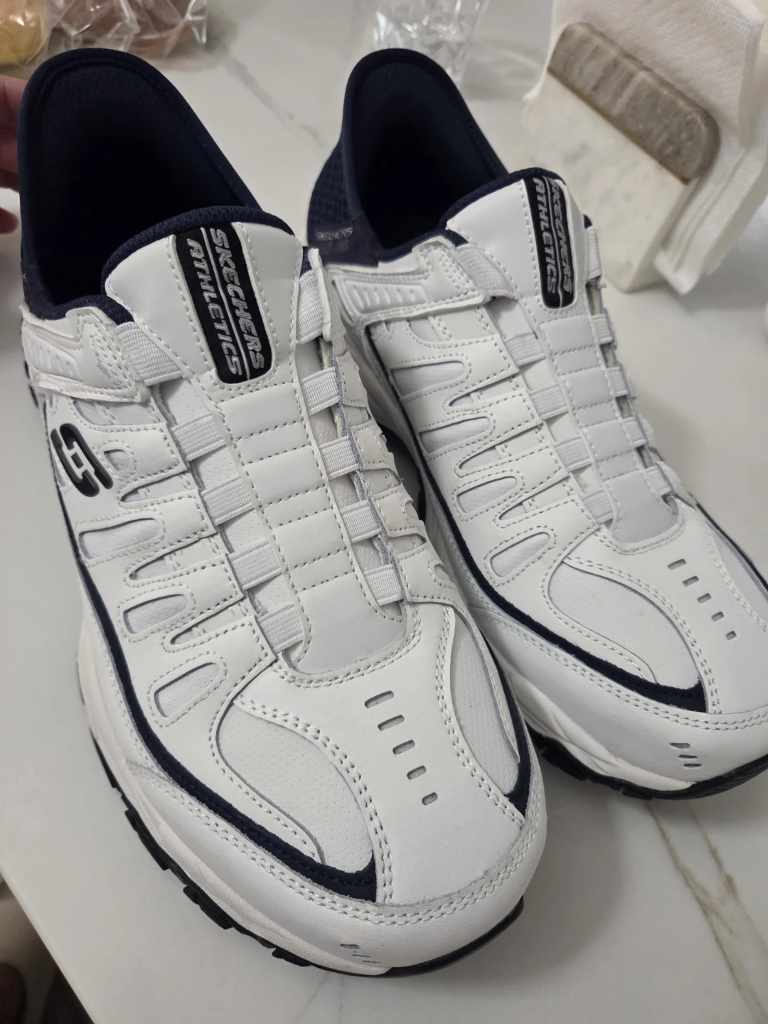 Skechers Slip-Ins Athletic Shoes - White/Navy - photo 5