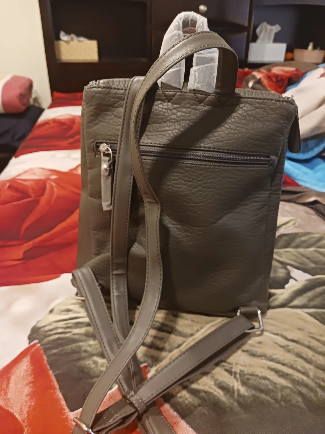 Gray Faux Leather Backpack Purse - photo 2