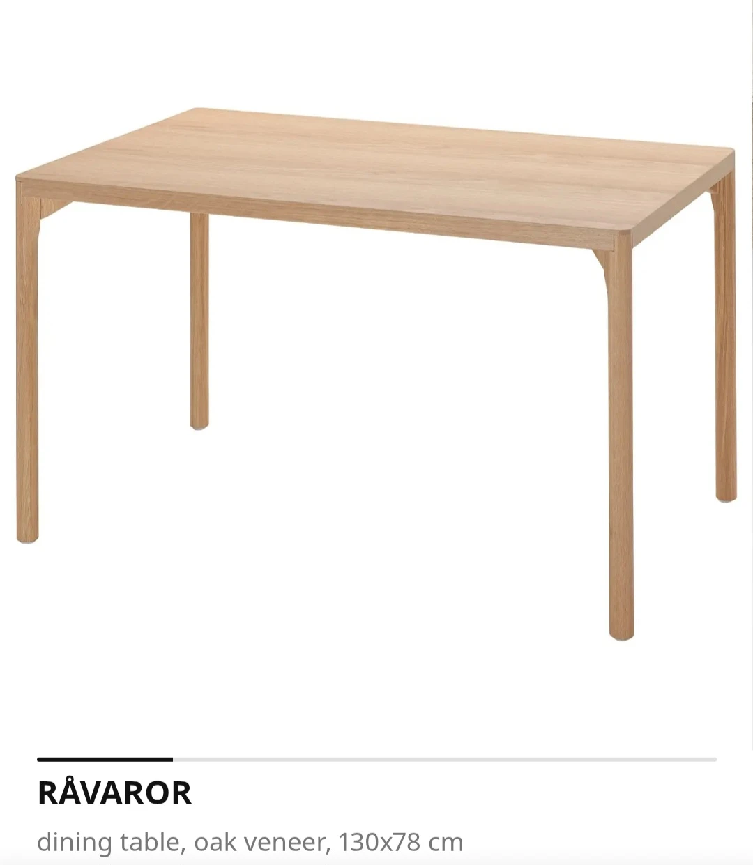 RÄVAROR Dining Table - Oak Veneer 130x78 cm