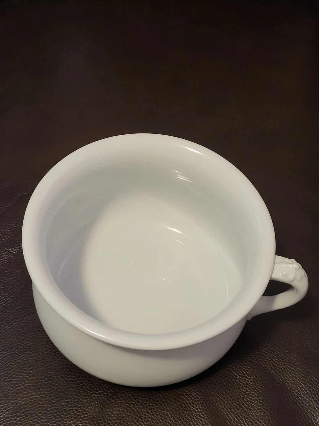 Vintage White Ceramic Chamber Pot Bowl with Handle - photo 3