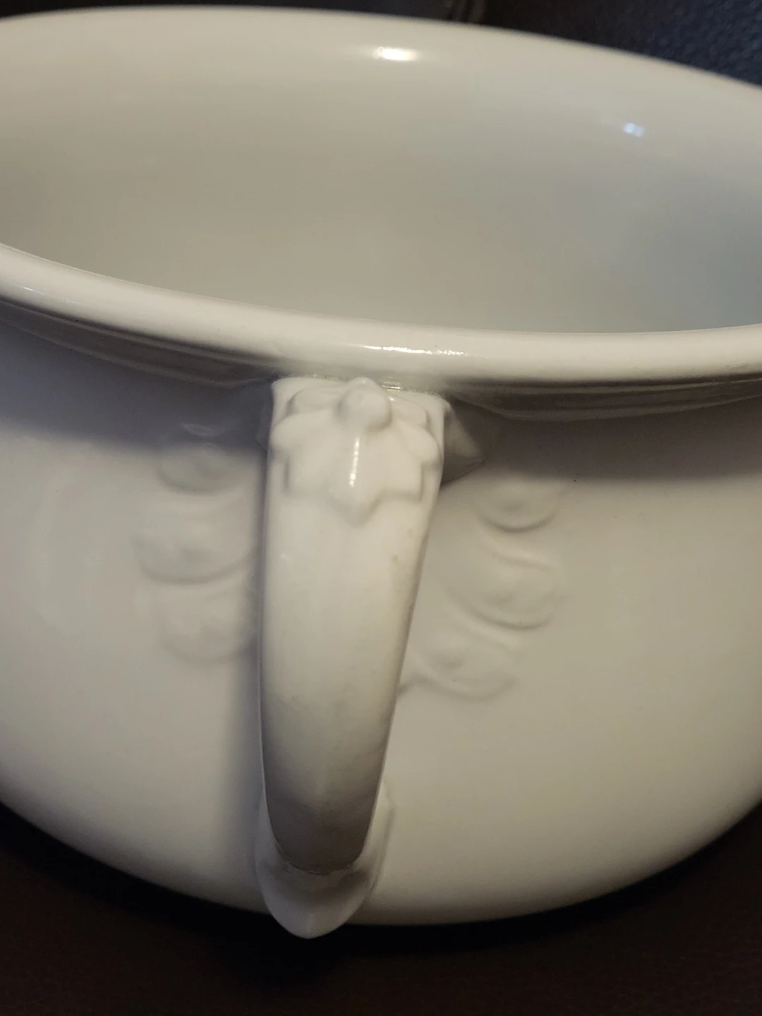 Vintage White Ceramic Chamber Pot Bowl with Handle - photo 4