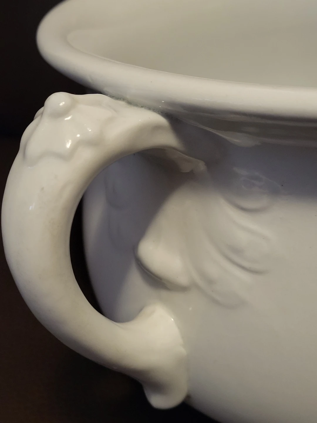 Vintage White Ceramic Chamber Pot Bowl with Handle - photo 5