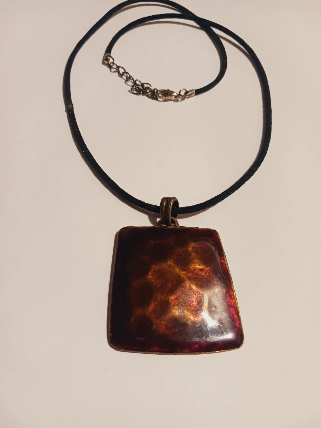 Brown Enameled  Square Pendant with  Necklace - photo 4
