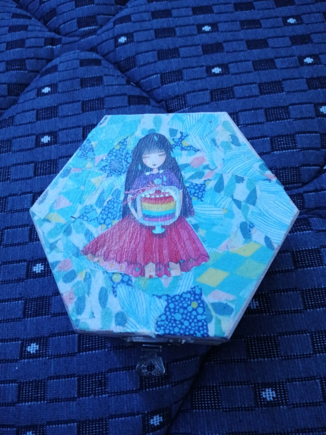 Hexagon Wooden Keepsake Box