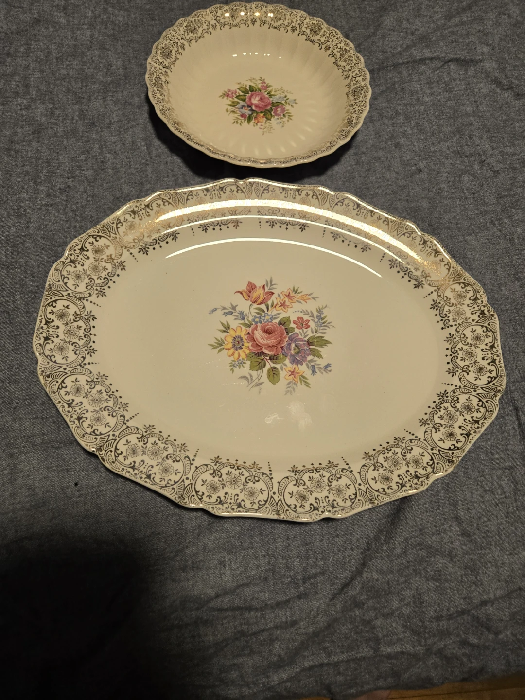 Golden Fragrance Serving Platter and Bowl Set