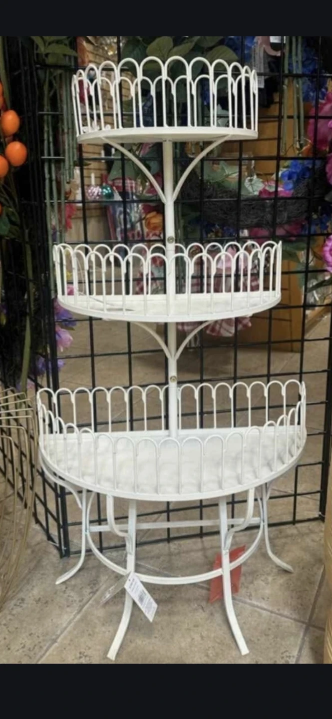 3-Tier White Metal Plant Stand New - photo 2