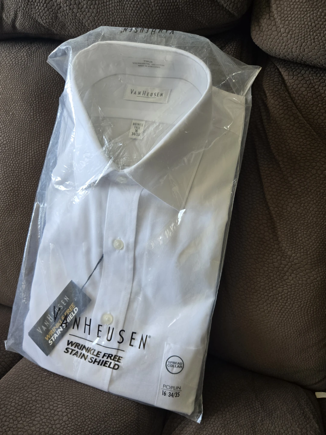 Van Heusen Men's White Wrinkle Free Dress Shirt Size 16 34/35
