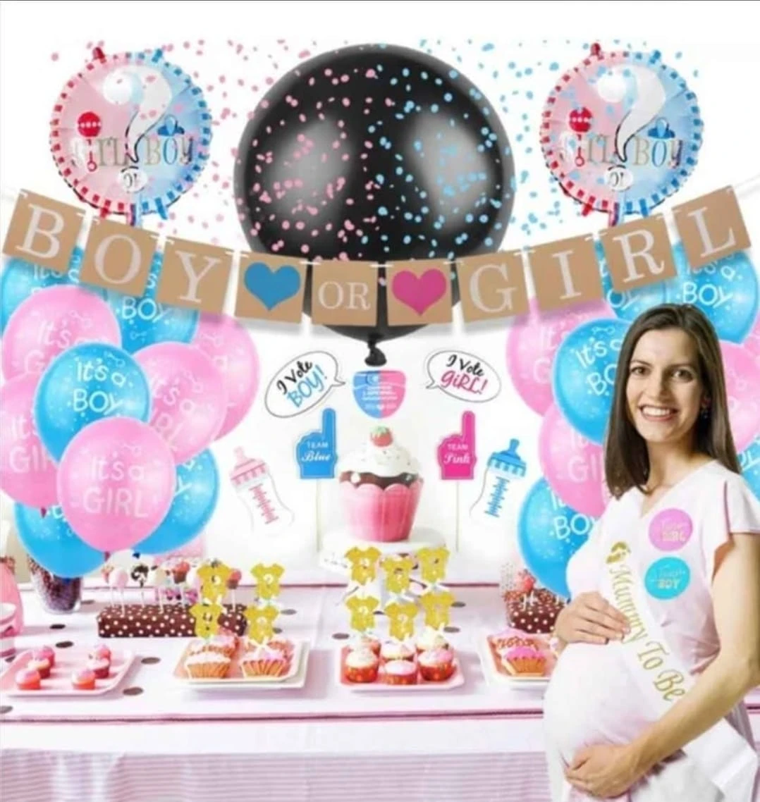 Gender Reveal Photo Booth Props & Decorations Set - photo 3