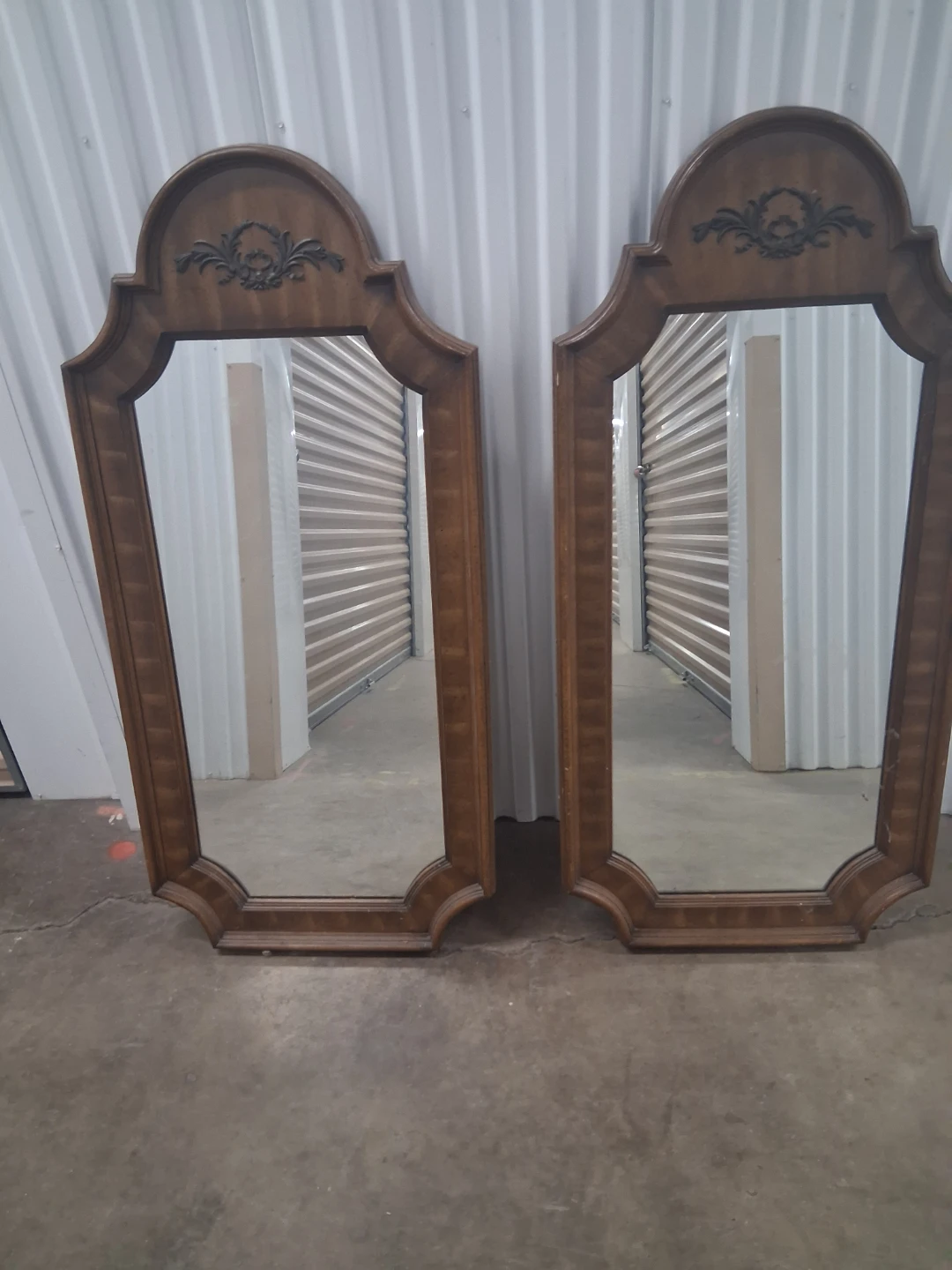 Pair of Vintage Wood Framed Mirrors - photo 2