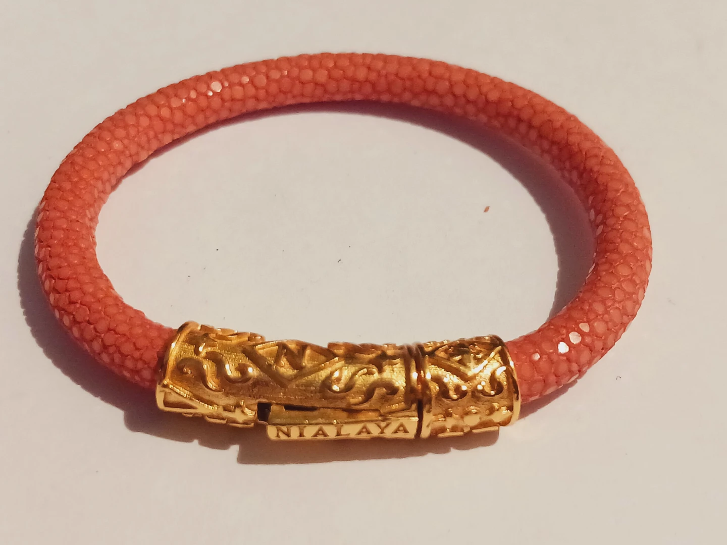 NIALAYA 925 Signed Sterling Silver Coral Stingray Bracelet