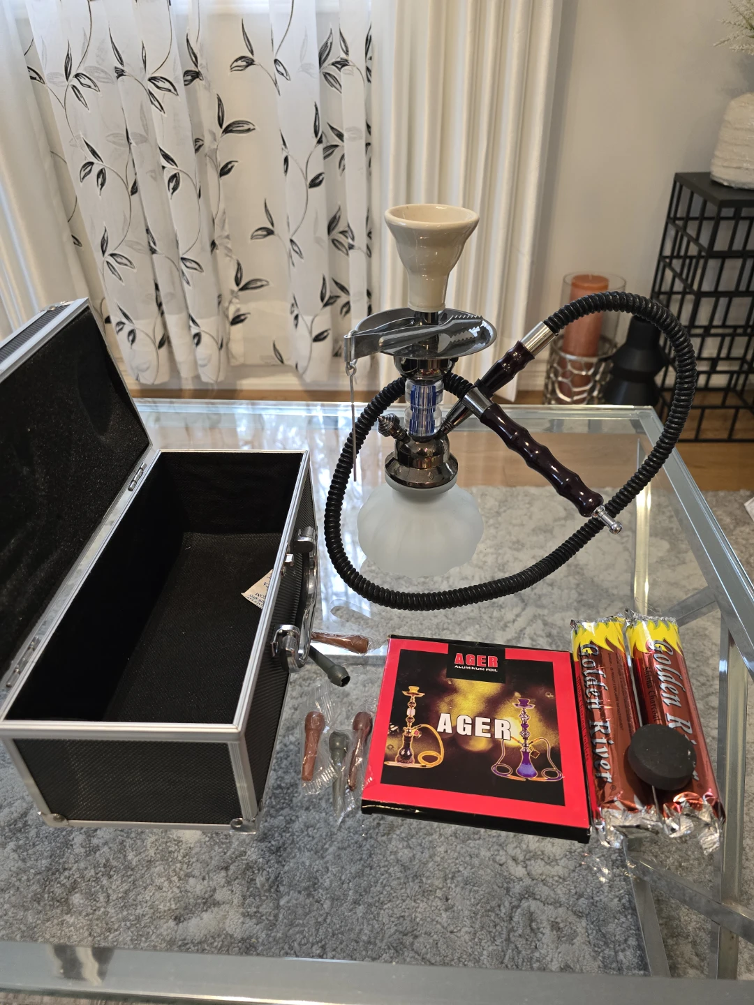 Portable Hookah Set with Charcoal and Foil