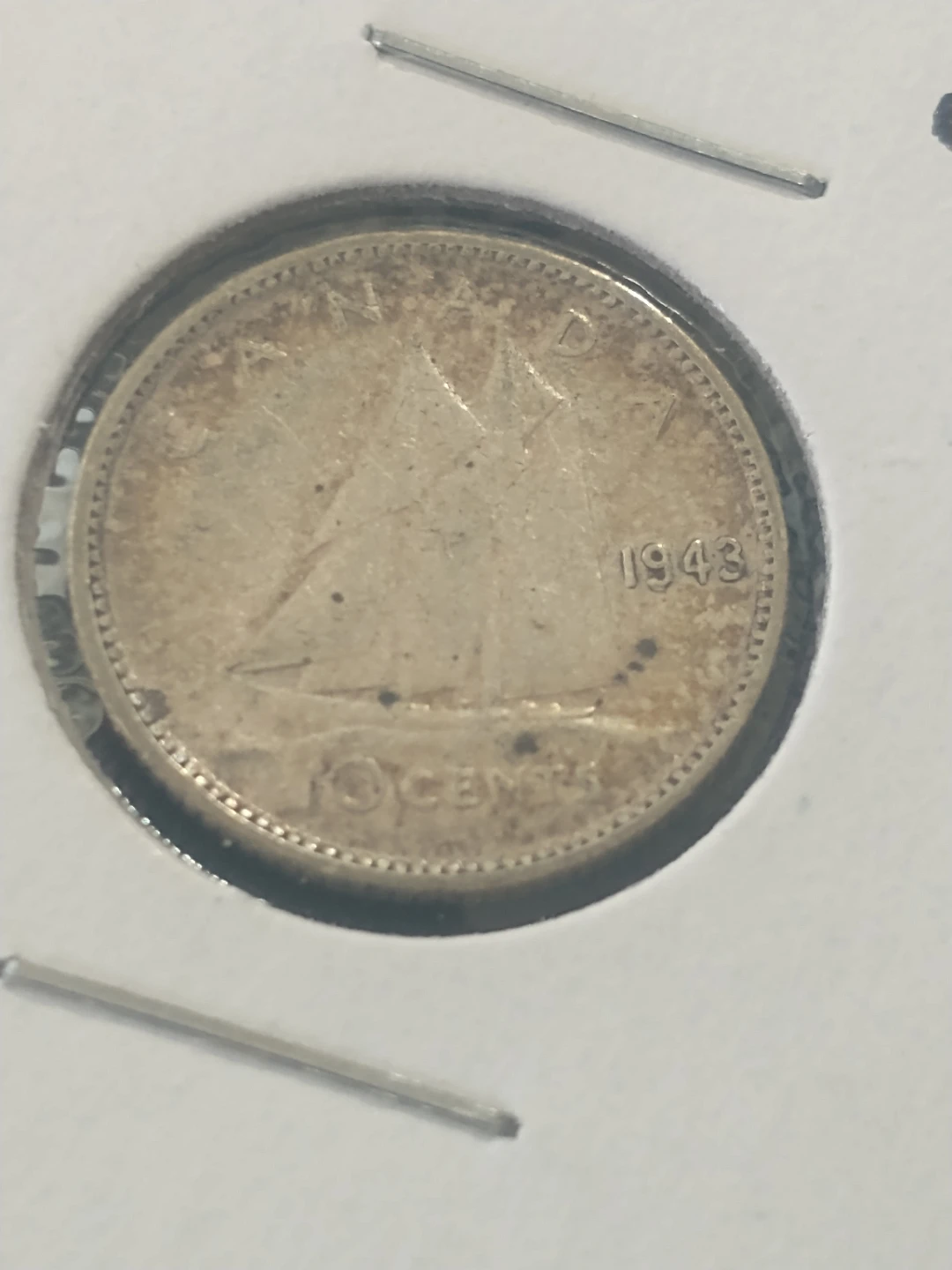 Canada silver dimes, lot 1:  1943, 1946, 1949, 1952 - photo 2