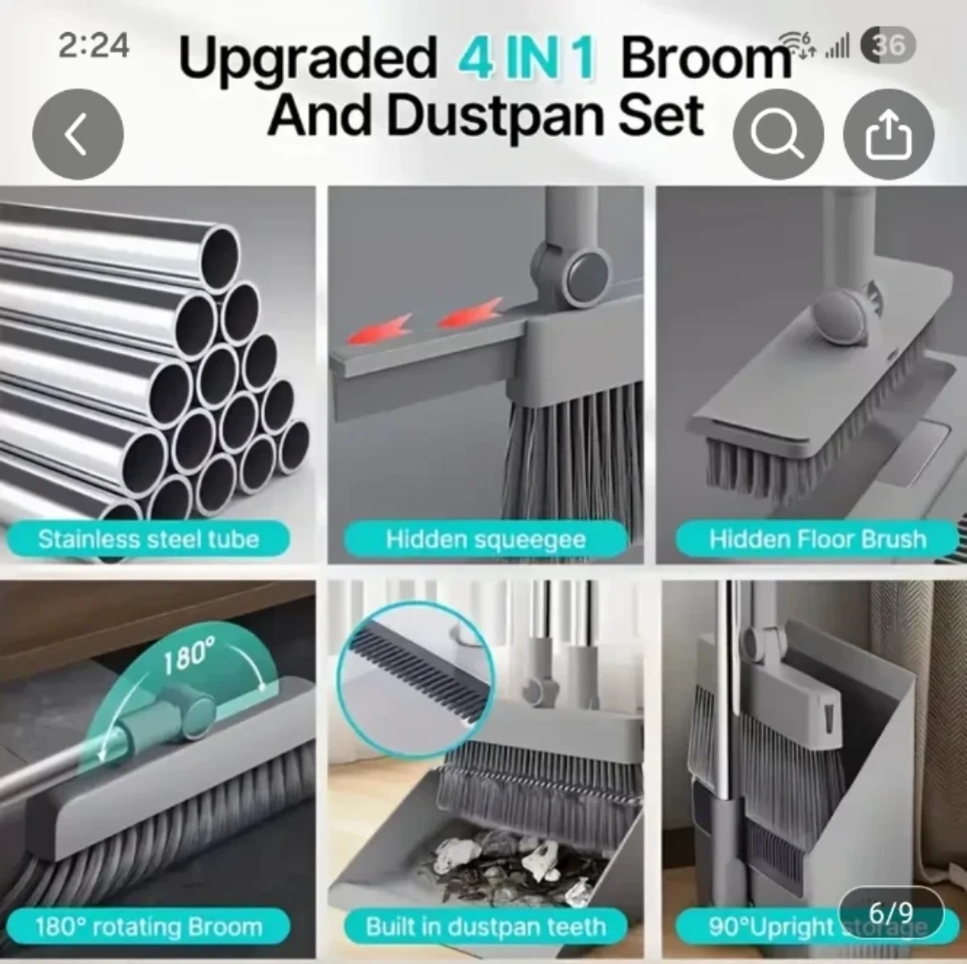New Upgraded 4-in-1 Broom and Dustpan Set - photo 4