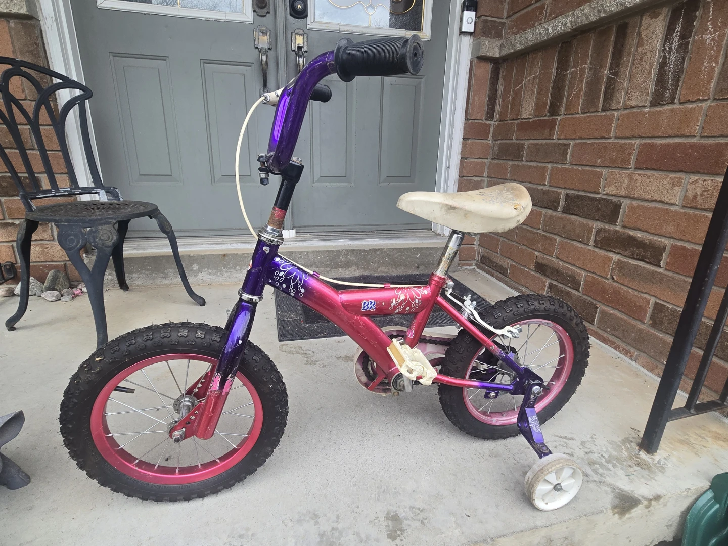 Kids Purple and Pink Bicycle with Training Wheels - photo 2