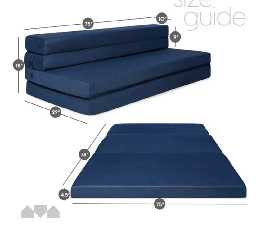 Tri-fold Foam Mattress and Sofa bed- King size