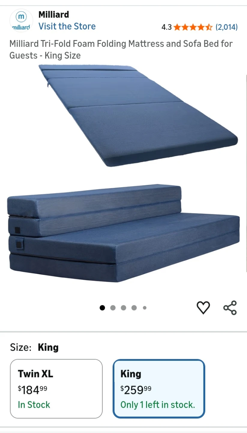 Tri-fold Foam Mattress and Sofa bed- King size - photo 2