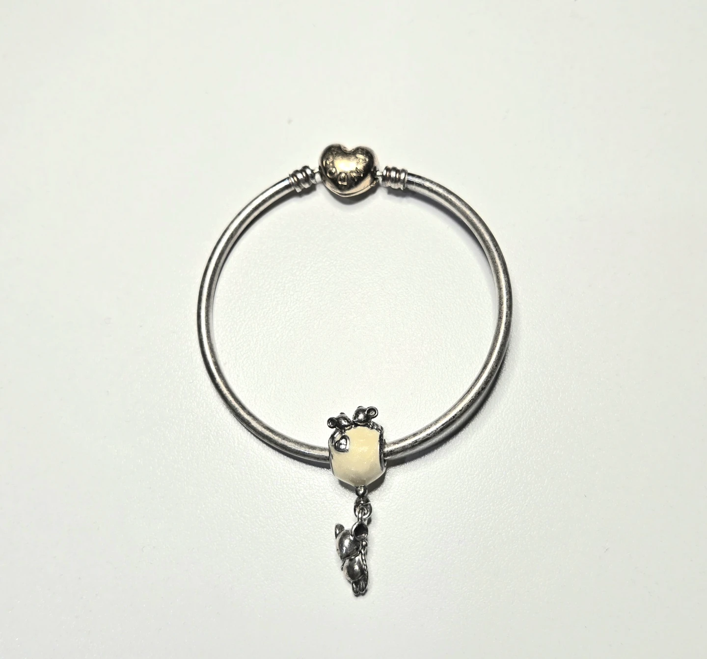 Pandora Moments Heart Clasp Bangle with Charm