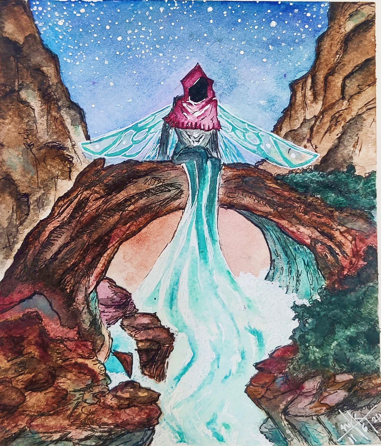 Original Watercolor Painting - Mystical Fairy Scene