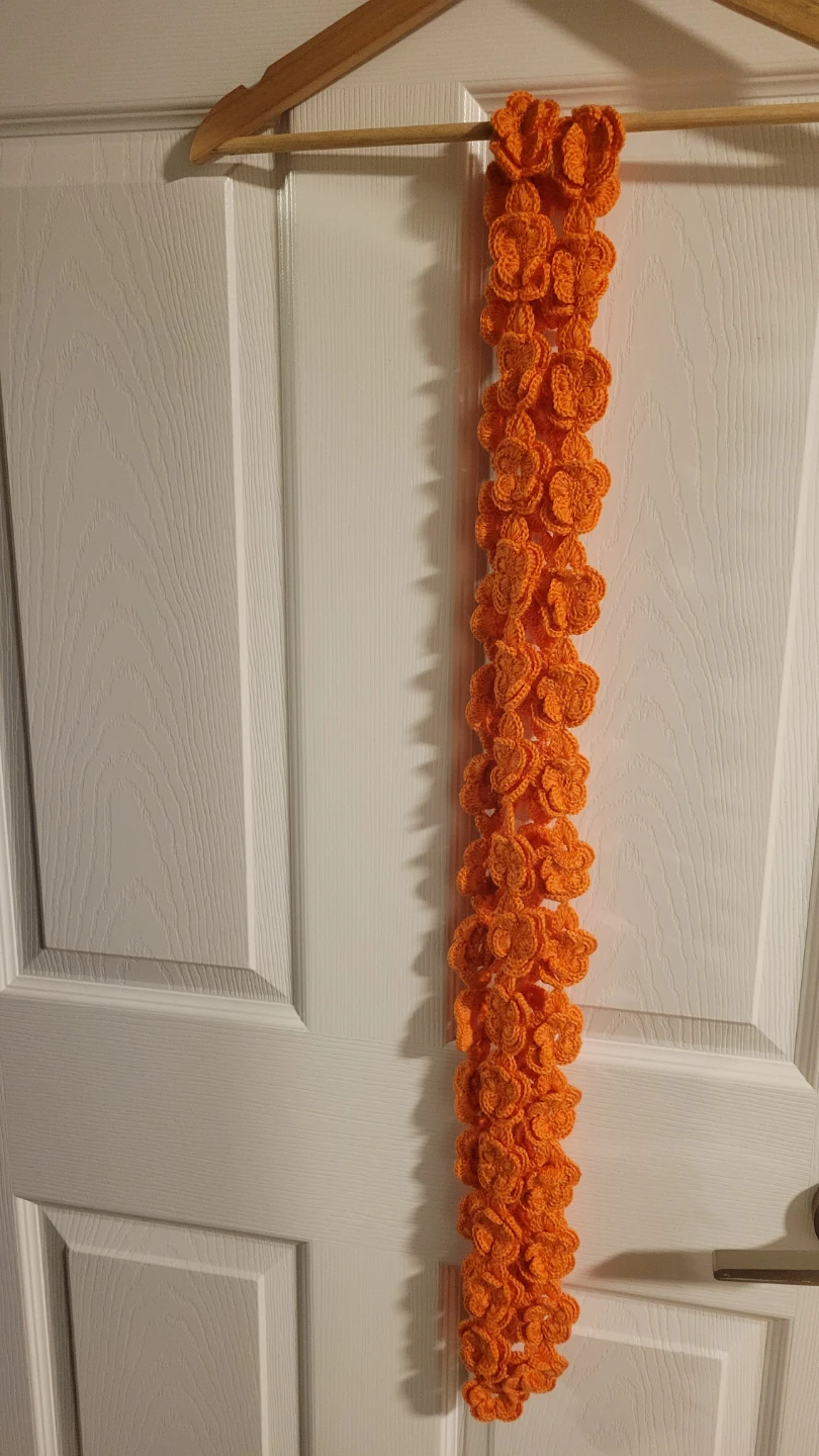 Orange Crocheted Flower Scarf - photo 2