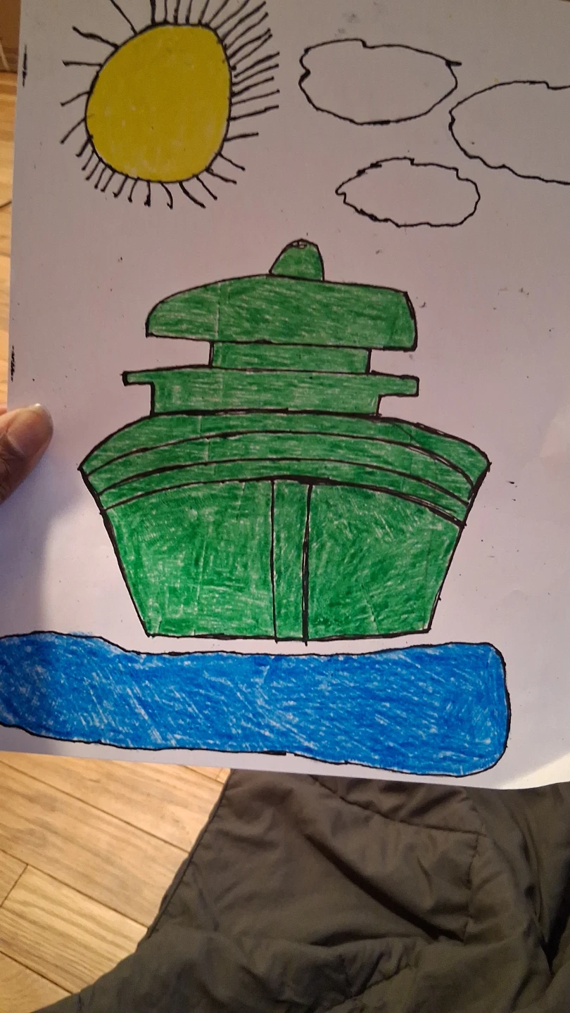 Paper art drawing of a boat - photo 3