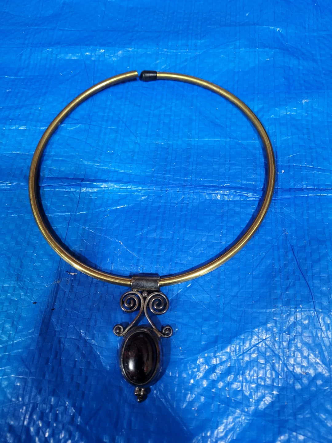 Statement Pendant Necklace with Gold-tone Choker