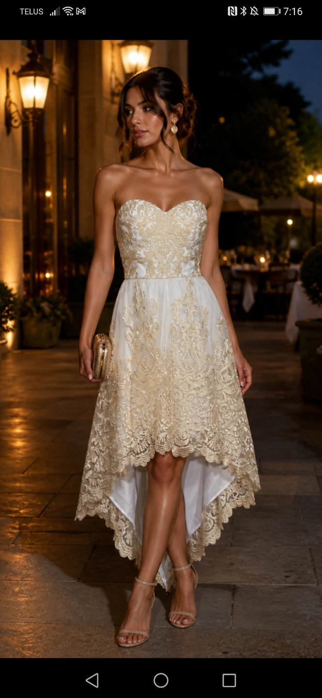 Chi chi White and Gold Lace High-Low Dress chi chi s8