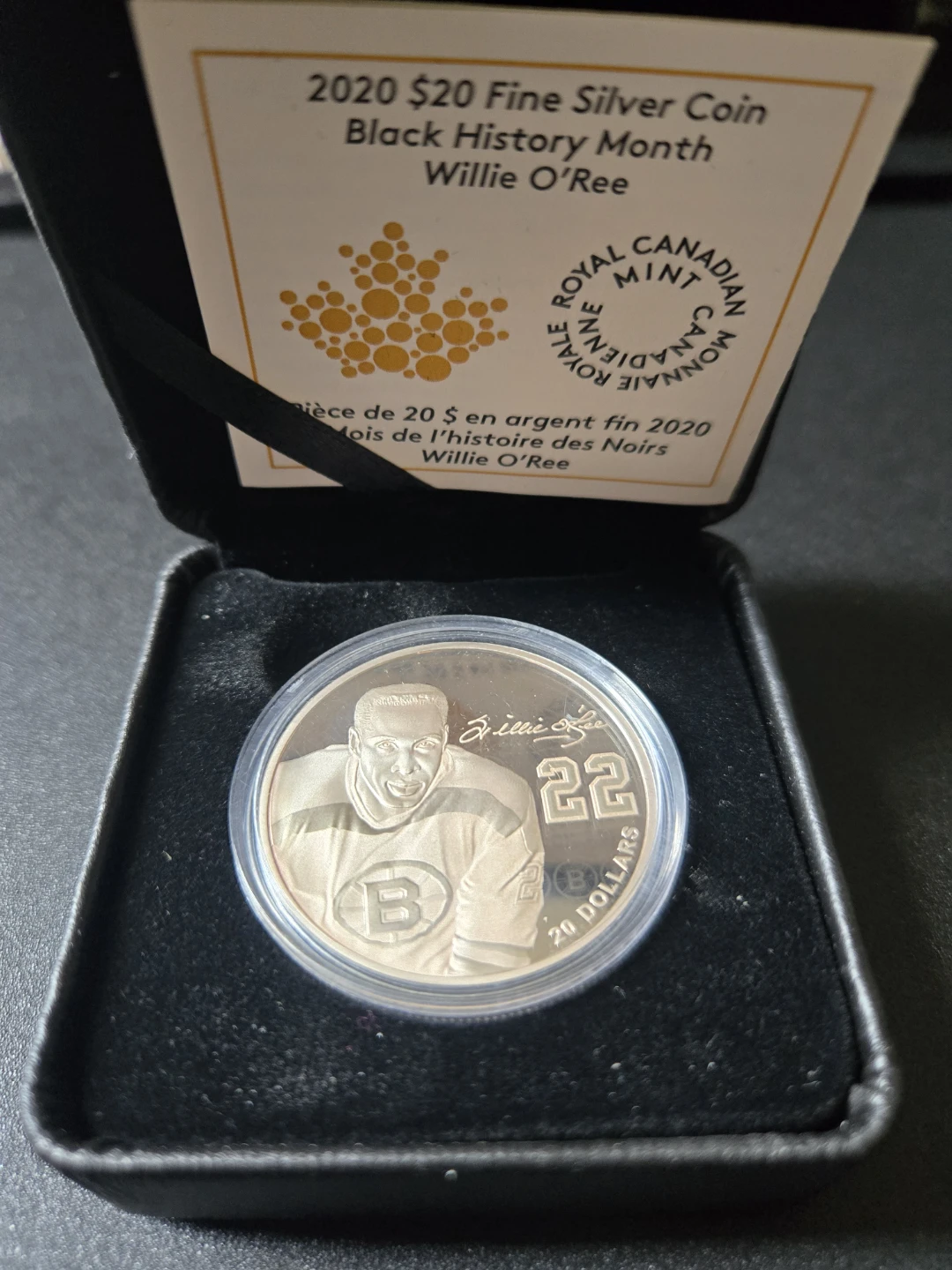 2020 Willie O'Ree $20 Fine Silver Coin - Black History Month - photo 3