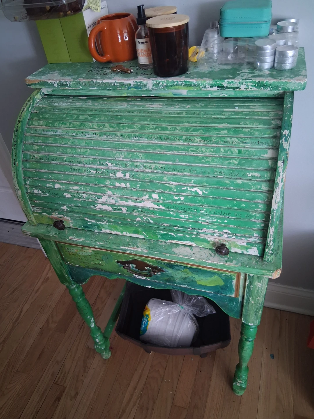 Vintage Green Roll-Top Desk