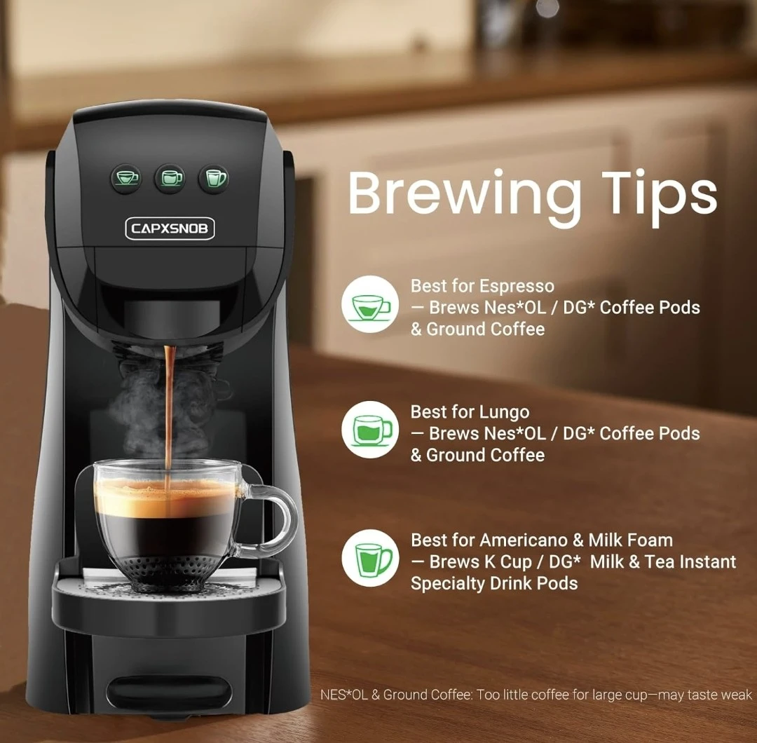CAPXSNOW Coffee Maker - Compatible with K-Cup, NES, DG Capsules