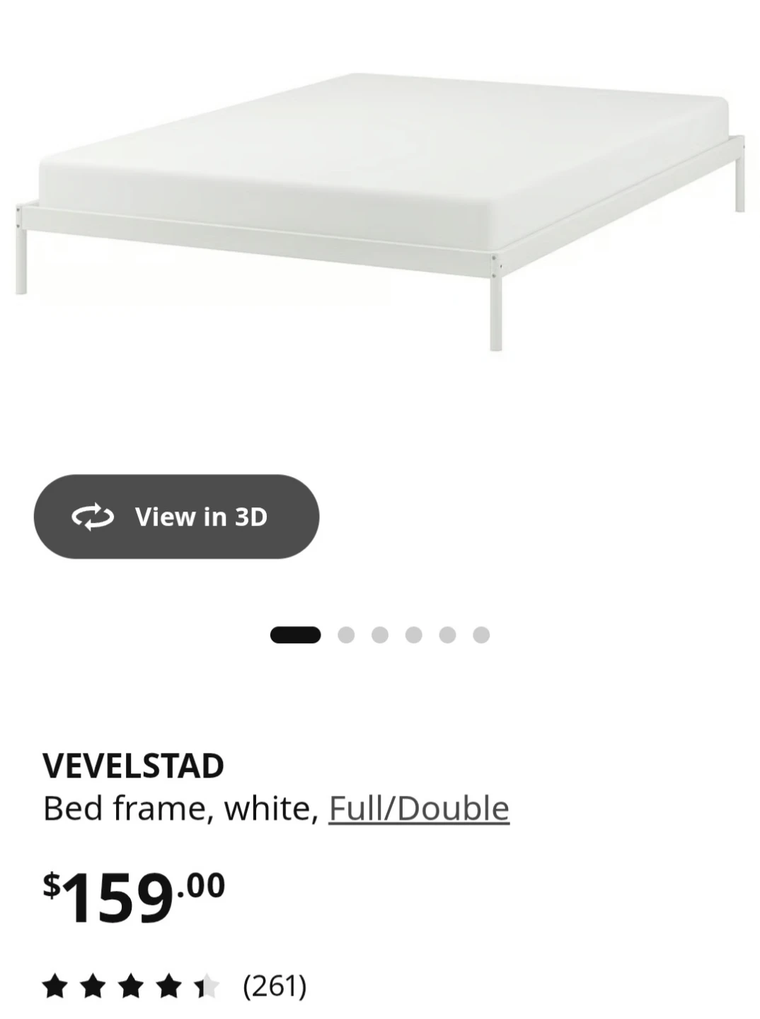 IKEA metal Bed Frame, White, Full/Double